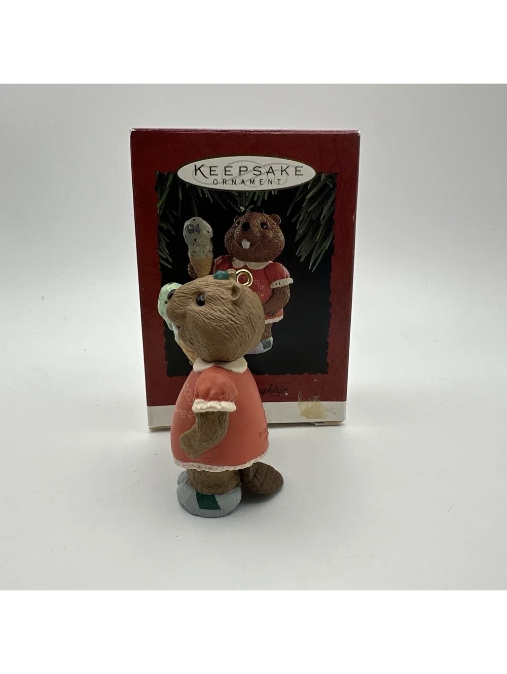 1994 Hallmark Keepsake Christmas Ornament Granddaughter Beaver With Ice Cream
